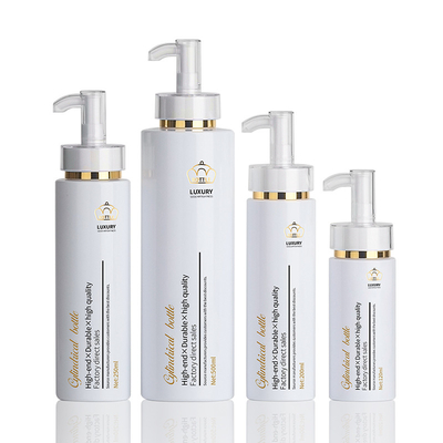 고급 250 밀리람베르트 500 밀리람베르트 하얀 라운드는 조절기 샤워 젤 플라스틱 포장 금 Hdpe 샴푸 보틀을 비웁니다