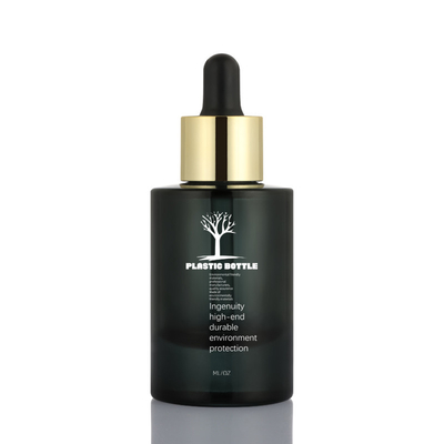 30ml 검은 젖빛 유리 라운드 현대 소설 디자인 화장품 포장 세럼 에센셜 오일 스포이드 병 1온스