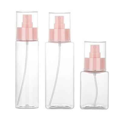 토너를 위한 120ML 투명 플라스틱 스퀘어 핑크색 펌프 스프레이병